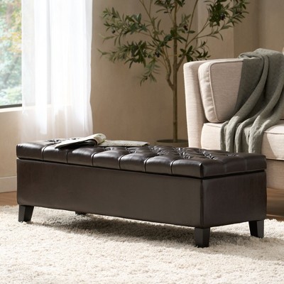 Lycvki Ottoman Storage Bench with Wood Legs