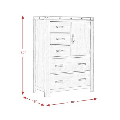 Gray Industrial Solid Wood Gentleman's Chest with Black Metal Trim