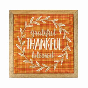 Gallerie II Embellished Thankful Framed Canvas Wall Décor 12" x 12" Inches. - 1 of 3