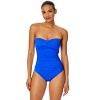 Women's Live In Color Twist Front Shirred One Piece Swimsuit - 3 of 4