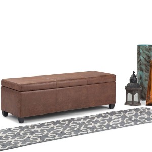 CAVINAS Faux Leather Storage Ottoman Bench with Stitching Design,Upholstered Storage Ottoman,Storage Benches for Living Room,Bedroom - 1 of 4