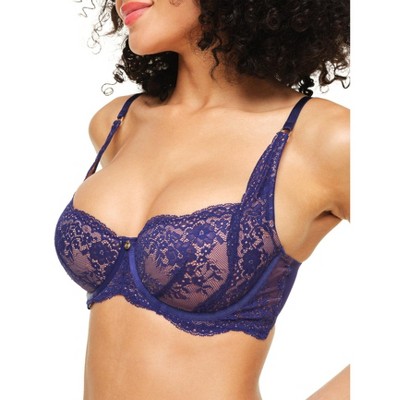 Adore Me Women's Bonnie Balconette Bra 32C / Navy Blue.