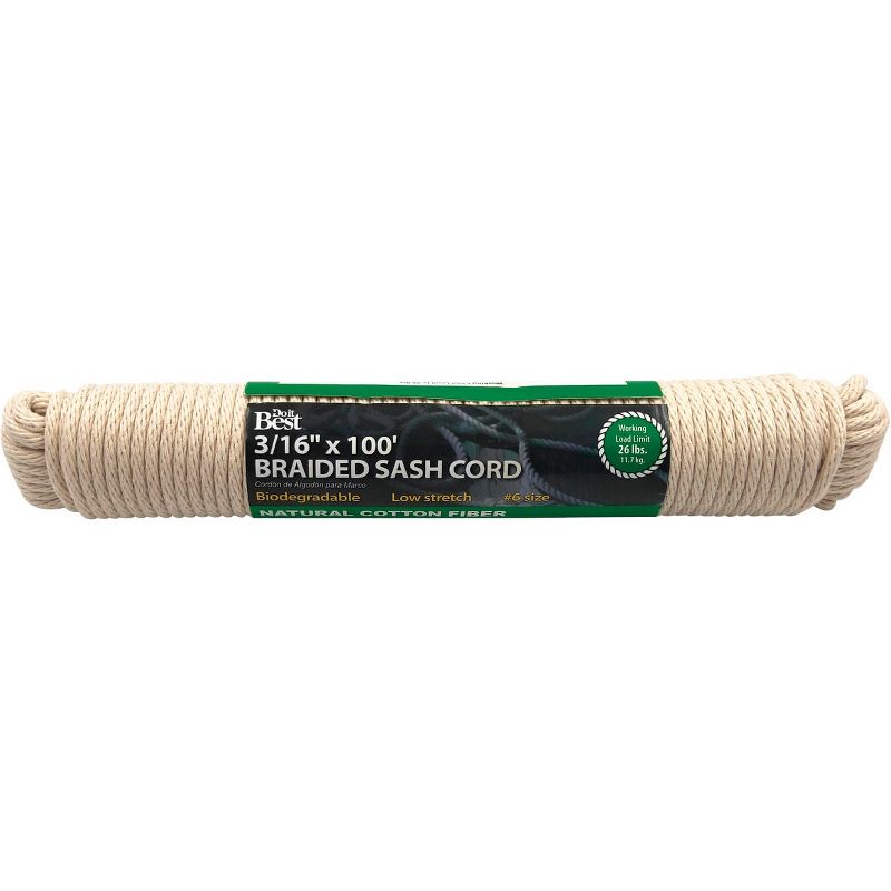 Do it Best  3/16 In. x 100 Ft. White Solid Braided Cotton Sash Cord 218838, 1 of 3