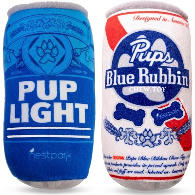 Nestpark Pup Light and Pups Blue Rubbin - Parody Beer Dog Toys - Funny Plush Squeaky and Crinkle Dog Toys Dog Gifts for Dog Birthday