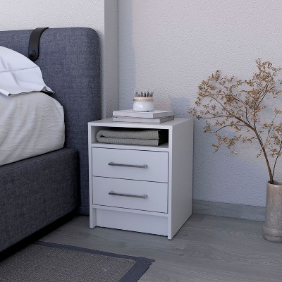 NicBex Nightstand 2 Drawers Bedside Table with Concealed Shelf Modern End Table for Living Room, Bedroom, Study