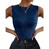 Zeagoo Women's High Neck Tank Top Summer Casual Ribbed Knit Slim Fitted Basic Textured Sleeveless Shirts - 2 of 4