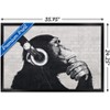 Trends International Chimp with Headphones on Wall Framed Wall Poster Prints - 3 of 4
