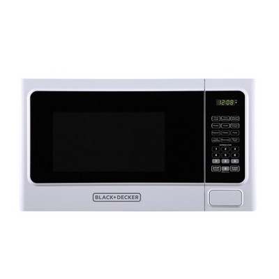 Black+Decker 1000 Watt 1.1 Cubic Feet Countertop Table Kitchen Home Dorm Compact Microwave Oven, White