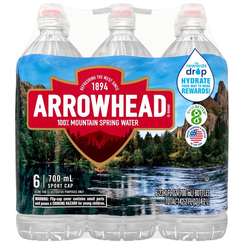 Arrowhead Brand 100% Mountain Spring Water - 6pk/23.7 fl oz Sports Cap Bottles, 3 of 11