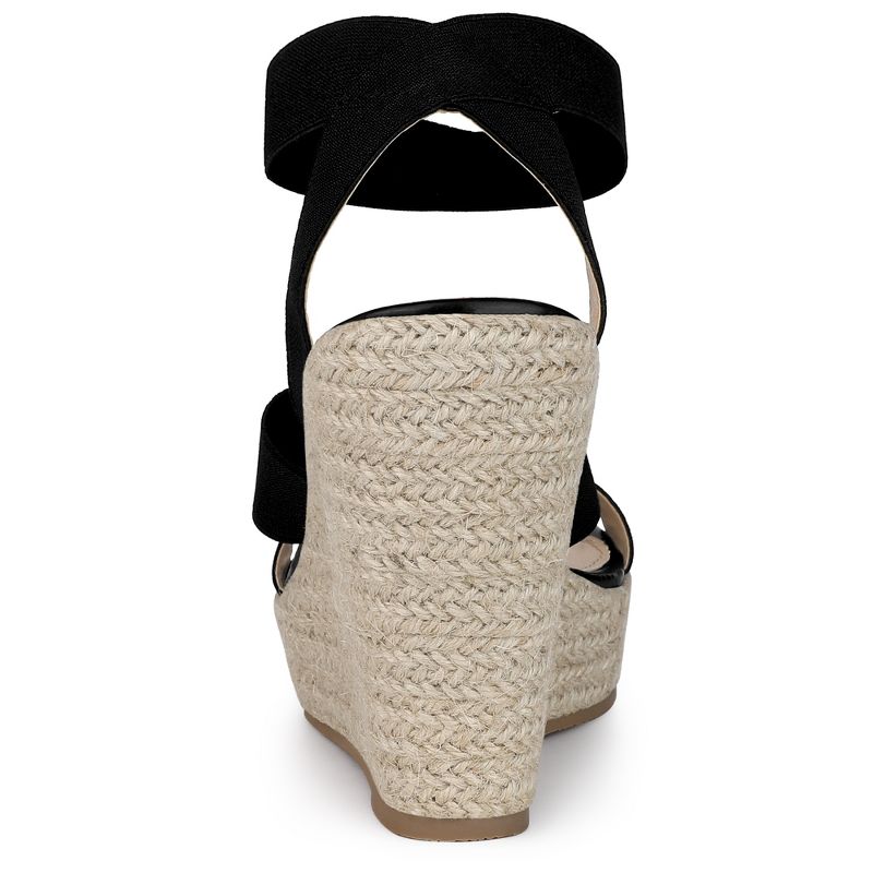 Allegra K Women's Platform Slingback Elastic Strap Espadrille Wedges Heel Sandals, 3 of 6