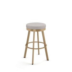 Amisco Swice Upholstered Counter Height Barstool Gray/Gold: 26" Round Polyester Seat, Steel Frame, 300 lbs Capacity - 1 of 4