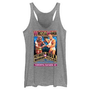 Womens WWE Hulk Hogan VS The Ultimate Warrior Poster Racerback Tank - 1 of 4