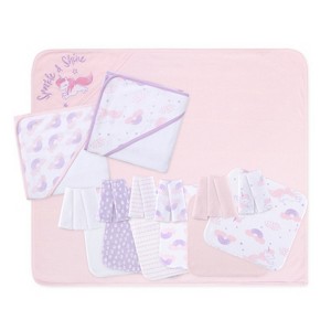 The Peanutshell Pink Unicorn Rainbow 3pk Hooded Baby Bath Towel and 20pk Washcloth Set for Girls , 23-Pieces - 1 of 4