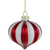 Northlight Glittered Candy Cane Onion Glass Christmas Ornaments - 3.25" - Red and White - 4ct - 2 of 4