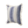 HomeRoots Set of Two 18" Blue and Cream Cotton Throw Pillows with Fringe - 4 of 4