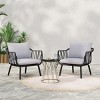 Set of 2 Outdoor Arm Chairs with Plastic Frame and Cushions,Modern Weather Resistant Lounge Chairs for Garden,PP Patio Arm Chair-Koiai - 2 of 4