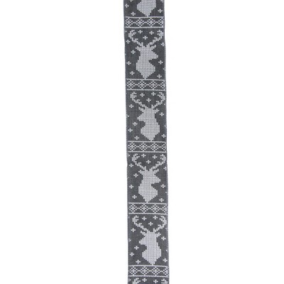 Northlight Gray and White Nordic Reindeer Christmas Wired Craft Ribbon 2.5" x 16 Yards