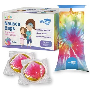 WeCare Kids Disposable Vomit Bags, Individually-Wrapped Self-Sealing Barf Bags with Fun Prints -  Leak Proof Emesis Bags - 1 of 4