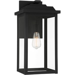John Timberland Eastcrest Farmhouse Rustic Wall Light Sconce Textured Black Hardwire 10 1/4" Fixture Clear Glass Shade for Bedroom Bathroom Vanity - 1 of 4