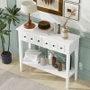 GlasFlength Console Tables Rustic Entryway Table with Two Drawers and Open Shelf Elegant Design for Living Room Hallway, White, 38.2"*13"*31.9" - 4 of 4