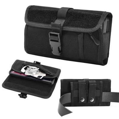 LUXMO Large Horizontal Universal Nylon Pouch w/Large Front Zipper Compartment - Black