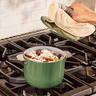 Sage Green Aluminum Non-Stick Petite Cooker with Lid