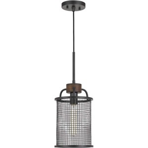 Cal Lighting Aberdeen Mesh Metal/Wood Pendant Light (Edison Bulb Not included) - 1 of 3