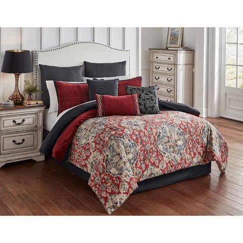 Red and deals grey bedding