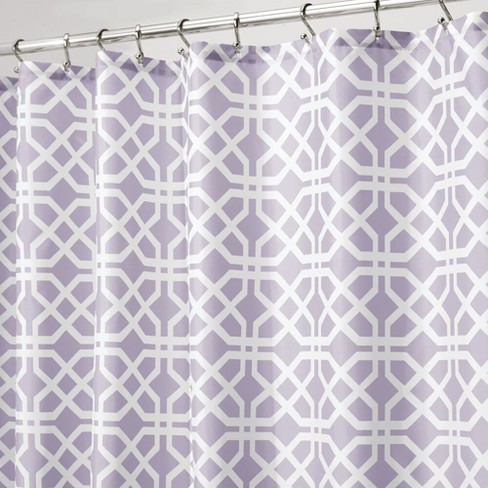 Mdesign Trellis Print Fabric Shower, Light Purple Shower Curtain