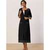 cheibear Women's Front Zipper with Pockets Maternity Long Sleep Robes - image 2 of 4