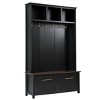 Hall Tree with Bench and Shoe Storage Mudroom Entryway Organizer with Hooks and Rustic Wood Top-LAOTIES - 4 of 4