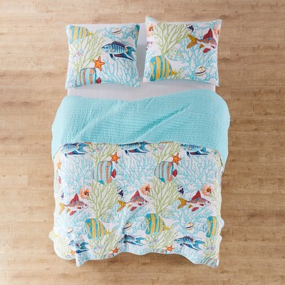 Beachwalk King Cotton Reversible Quilt and Sham Set