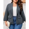 MISSKY Women's Plus Size Casual Open Front Work Office Jackets Blazer Blazers with Pockets - 4 of 4