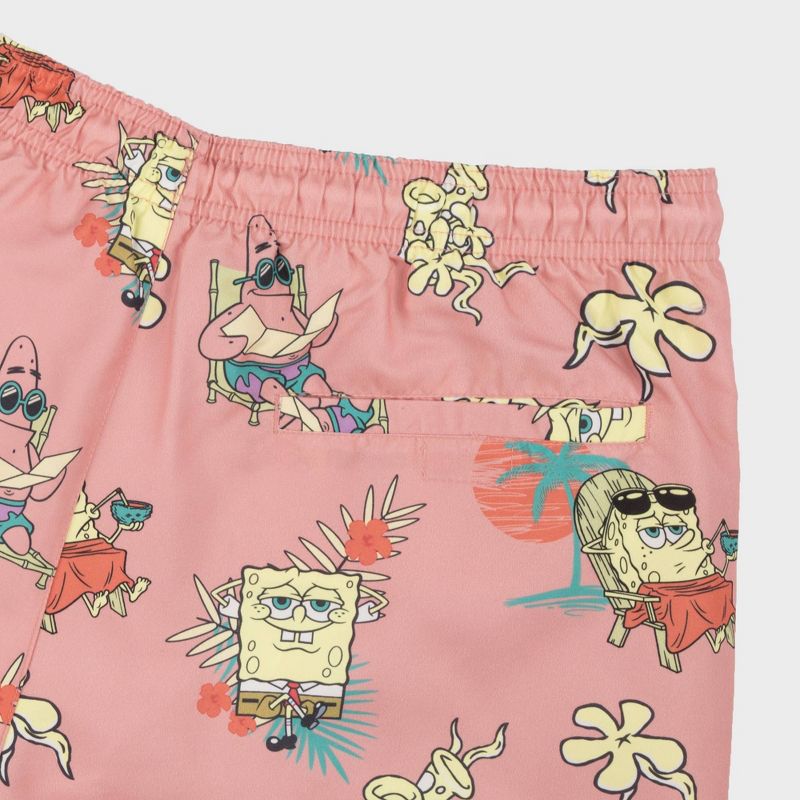 Men's SpongeBob 8.5" Elastic Waist Swim Shorts - Pink, 5 of 6