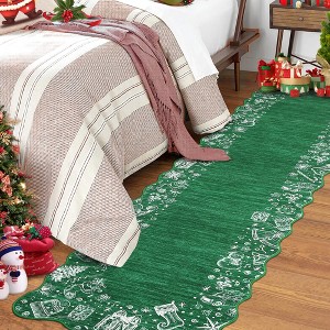 Christmas Rug for Living Room, Foldable Scalloped Floor Rug, Machine Washable Ultra-Soft Dining Room Carpet, Low Pile Indoor Mats for Bedroom - 1 of 4