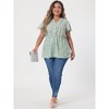 Agnes Orinda Women's Plus Size Floral Print V-Neck Smocked Waist Peplum Short Sleeve Chiffon Blouses - 3 of 4