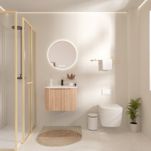 Lyngins Wall-Mounted Bathroom Vanity with Sink, Modern Floating Vanity Cabinet with Soft Close Drawer, Wave Texture Wood Finish, Cultured Marble - 1 of 4