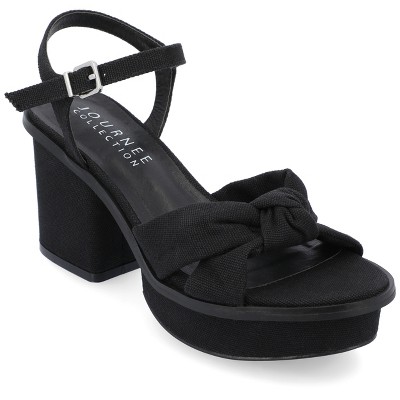 Journee Collection Womens Garner Knit Inset Platform Block Heel Sandals