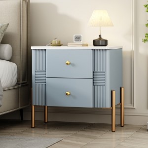 Christopher Knight Home Eilidh Modern Wood and Metal Nightstand with 2 Drawers - 1 of 4