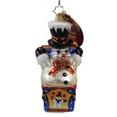 Christopher Radko 5.75" Snowman Surprise Ornament Jack In Box Christmas  -  Tree Ornaments