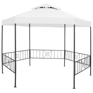 vidaXL Garden Gazebo 127.2"x108.3"x104.3" White 0.6 oz/ftÂ² - 1 of 4