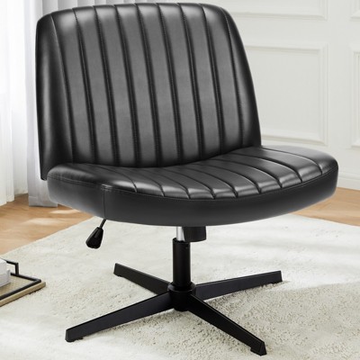 FONTOI Task and Office Chairs, Office Chair with Cross-Leg and Adjustable Height, Armless Swivel for Home Office, Black, 25.9"*35"*25.5"