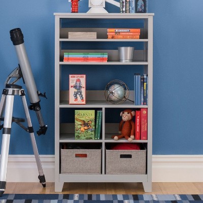 Martha Stewart Kids' Tall Bookshelf: Children's Wooden Bedroom Toy Storage Organizer With Fabric Bins