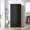 67’’ Black Wood Grain 6-Story Decorative Storage Cabinet with Wicker Door - 2 of 4