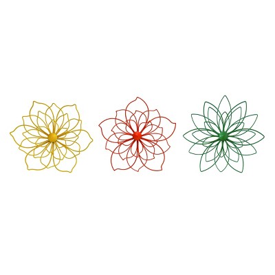 Transpac Metal Mod Floral Wall Decor Set of 3 Spring Home Decorations