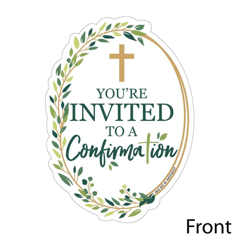 Big Dot of Happiness Confirmation Elegant Cross - Shaped Fill-in Invitations - Religious Party Invitation Cards with Envelopes - Set of 12, 2 of 7