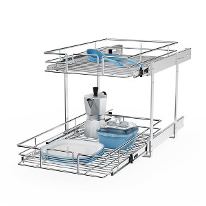 LOVMOR Individual Pull Out Cabinet Organizer (14" W x 18" D), 2 Tier Spice Rack Organizer for Cabinet, Slide Out Drawer Pantry - 1 of 1