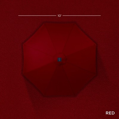 10ft Red Solar LED Lighted Aluminum Patio Umbrella with Tilt Adjustment