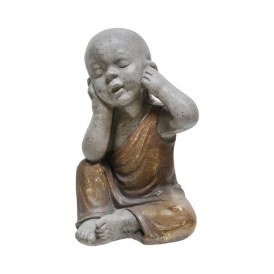 12" Polyresin Baby Monk Figurine Gray/Gold - Sagebrook Home