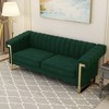 TiramisuBest Modern Cream Velvet Sofa with Gold Accents - Sleek Channel-Tufted Upholstery, 3-Seat Couch for Living Room and Office Decor - 3 of 4